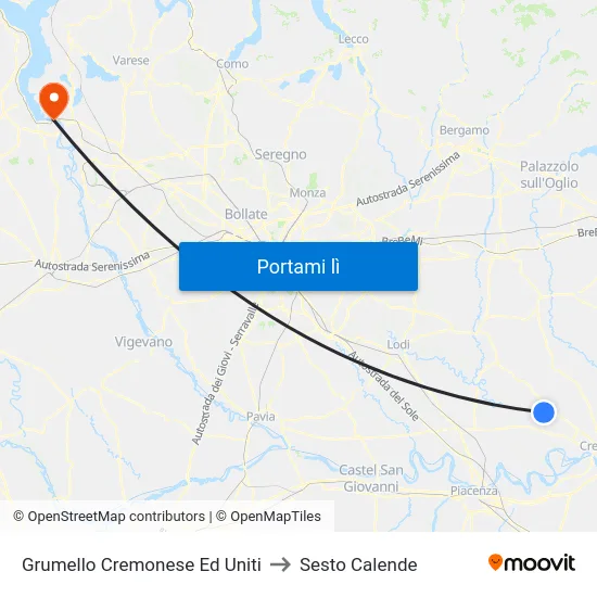 Grumello Cremonese Ed Uniti to Sesto Calende map