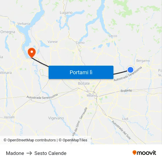 Madone to Sesto Calende map