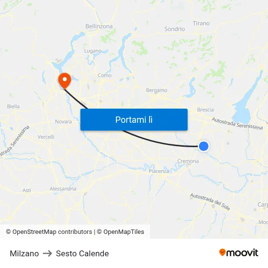 Milzano to Sesto Calende map