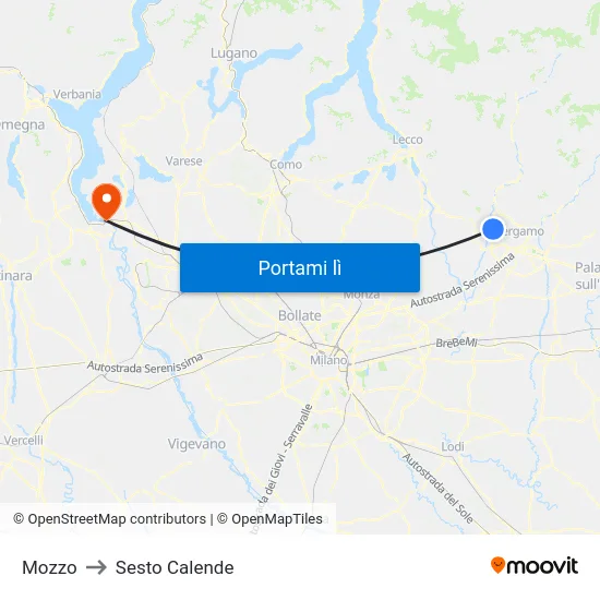Mozzo to Sesto Calende map