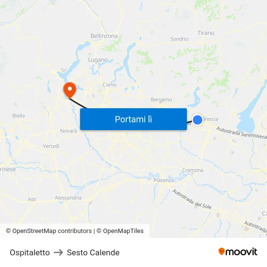 Ospitaletto to Sesto Calende map
