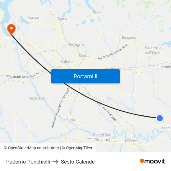 Paderno Ponchielli to Sesto Calende map