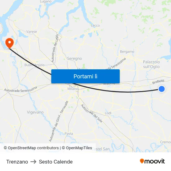 Trenzano to Sesto Calende map