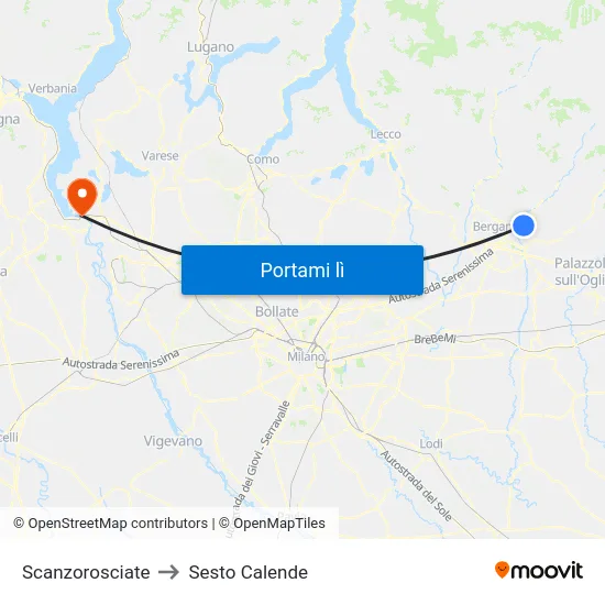 Scanzorosciate to Sesto Calende map
