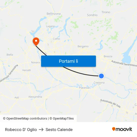 Robecco D' Oglio to Sesto Calende map