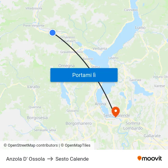 Anzola D' Ossola to Sesto Calende map