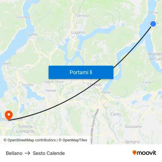 Bellano to Sesto Calende map