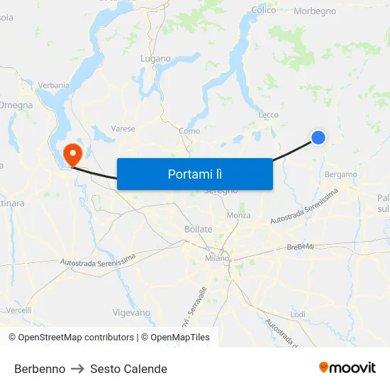 Berbenno to Sesto Calende map