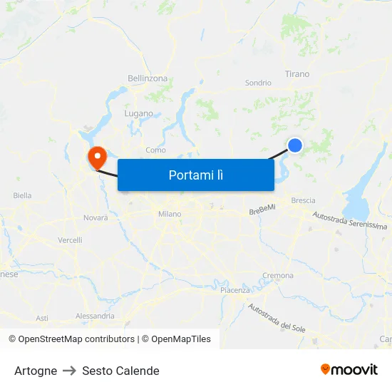 Artogne to Sesto Calende map