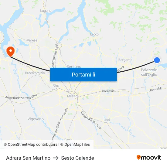 Adrara San Martino to Sesto Calende map