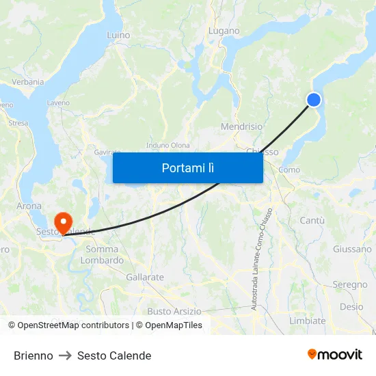 Brienno to Sesto Calende map