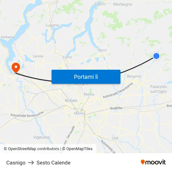 Casnigo to Sesto Calende map
