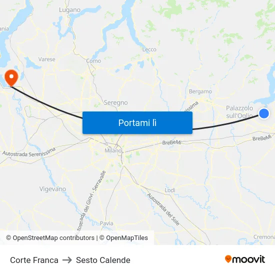 Corte Franca to Sesto Calende map