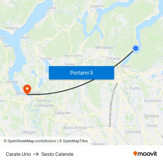 Carate Urio to Sesto Calende map