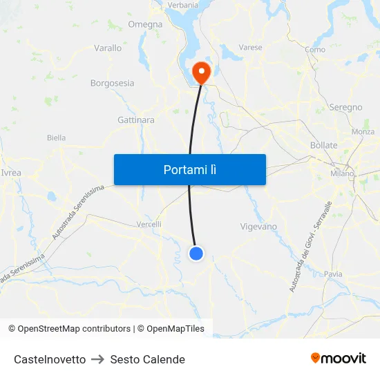 Castelnovetto to Sesto Calende map