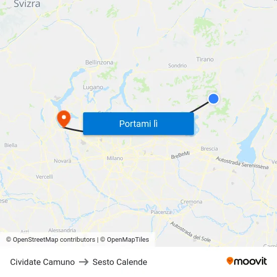 Cividate Camuno to Sesto Calende map