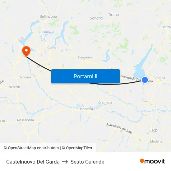 Castelnuovo Del Garda to Sesto Calende map