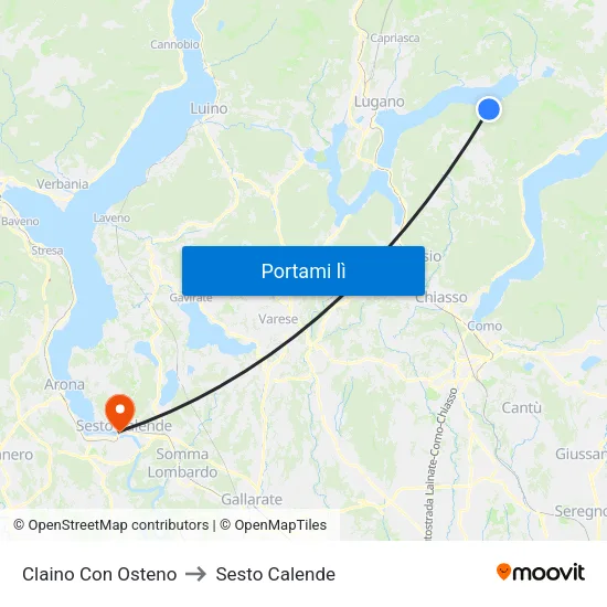 Claino Con Osteno to Sesto Calende map