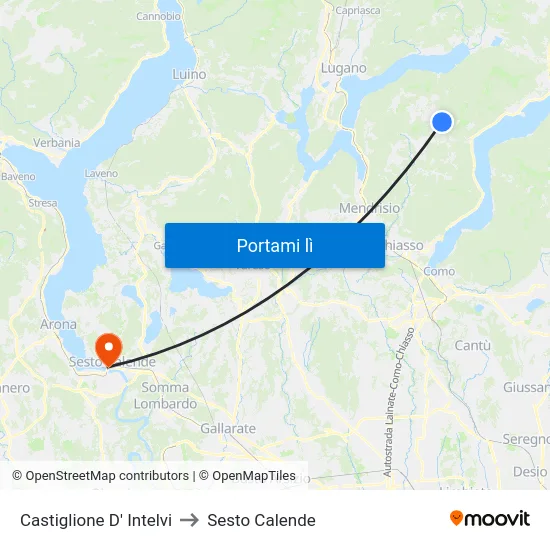 Castiglione D' Intelvi to Sesto Calende map