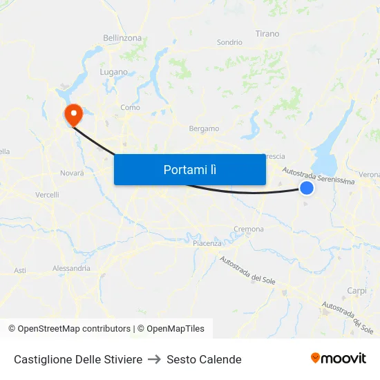 Castiglione Delle Stiviere to Sesto Calende map