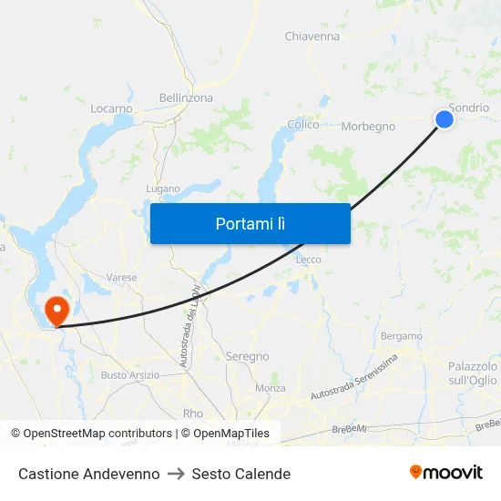 Castione Andevenno to Sesto Calende map
