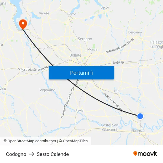 Codogno to Sesto Calende map