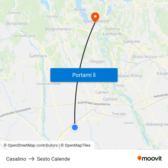 Casalino to Sesto Calende map