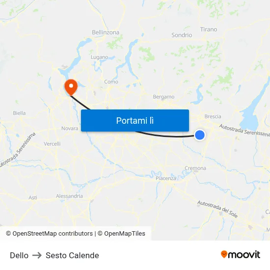 Dello to Sesto Calende map