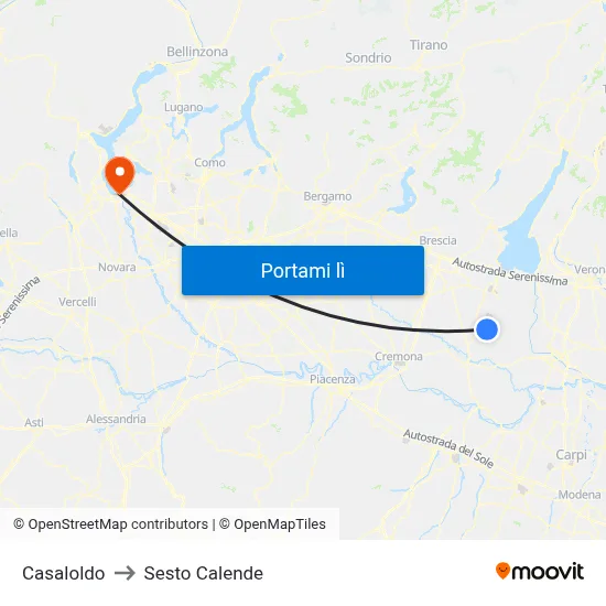 Casaloldo to Sesto Calende map