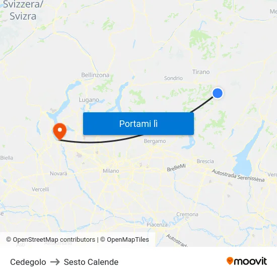 Cedegolo to Sesto Calende map