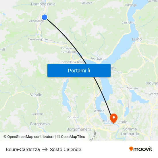 Beura-Cardezza to Sesto Calende map