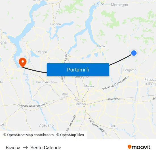 Bracca to Sesto Calende map