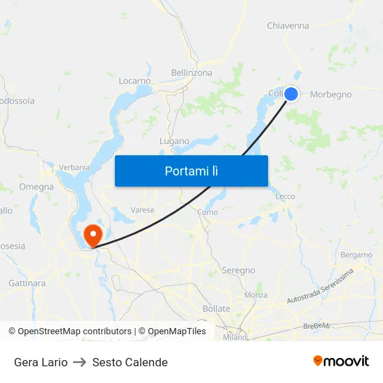Gera Lario to Sesto Calende map