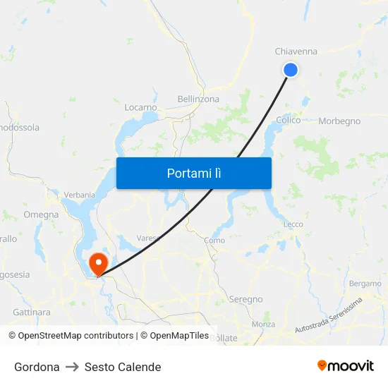 Gordona to Sesto Calende map