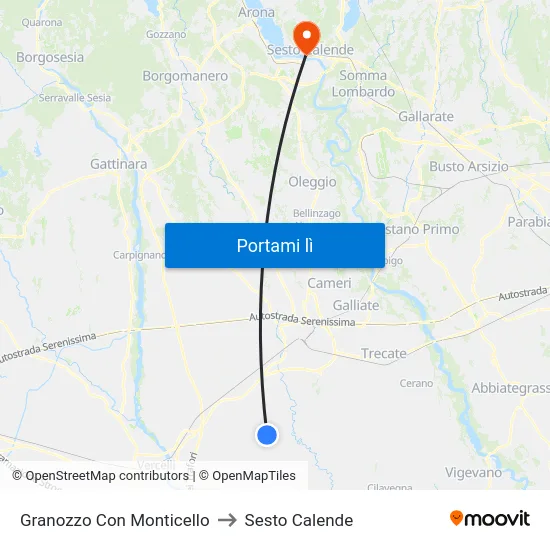 Granozzo Con Monticello to Sesto Calende map