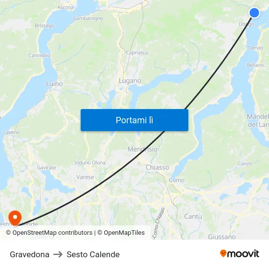 Gravedona to Sesto Calende map