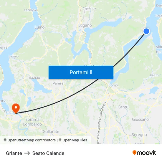 Griante to Sesto Calende map