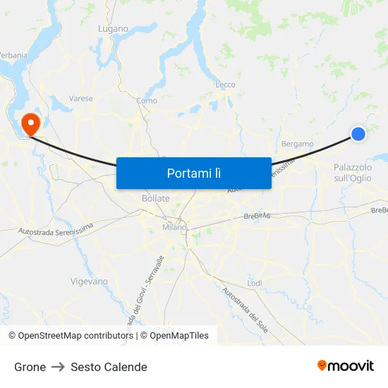 Grone to Sesto Calende map