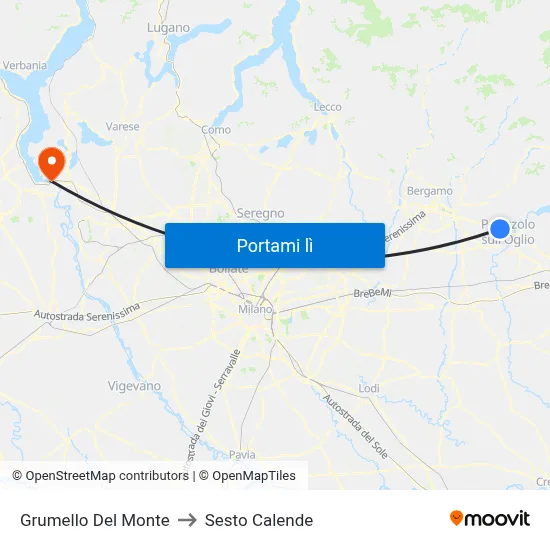 Grumello Del Monte to Sesto Calende map