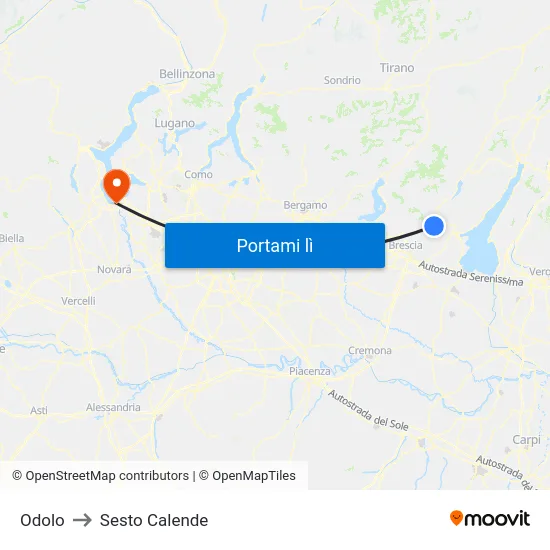 Odolo to Sesto Calende map