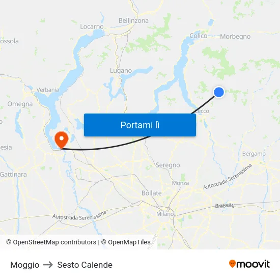 Moggio to Sesto Calende map