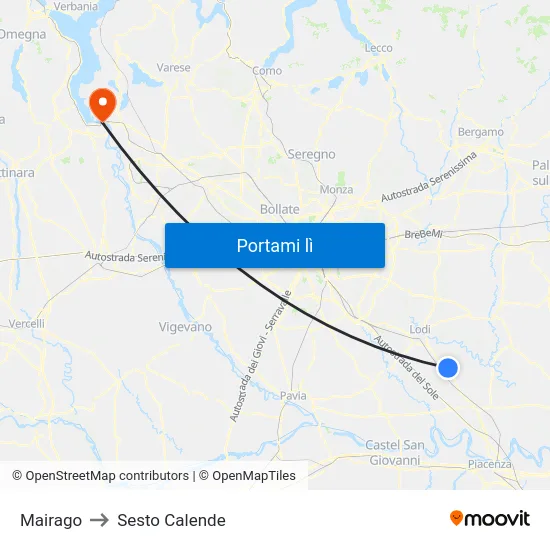 Mairago to Sesto Calende map