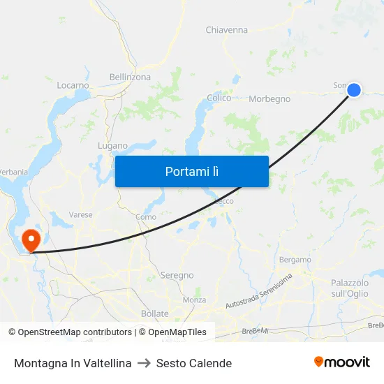 Montagna In Valtellina to Sesto Calende map