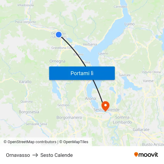 Ornavasso to Sesto Calende map