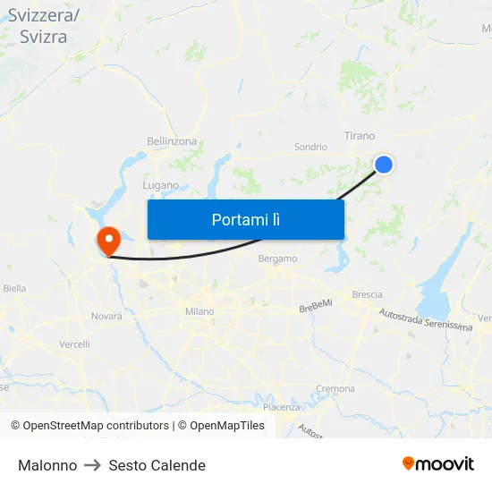 Malonno to Sesto Calende map