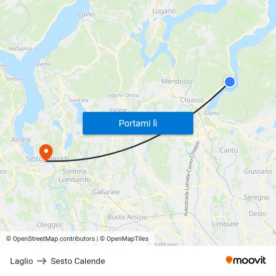 Laglio to Sesto Calende map