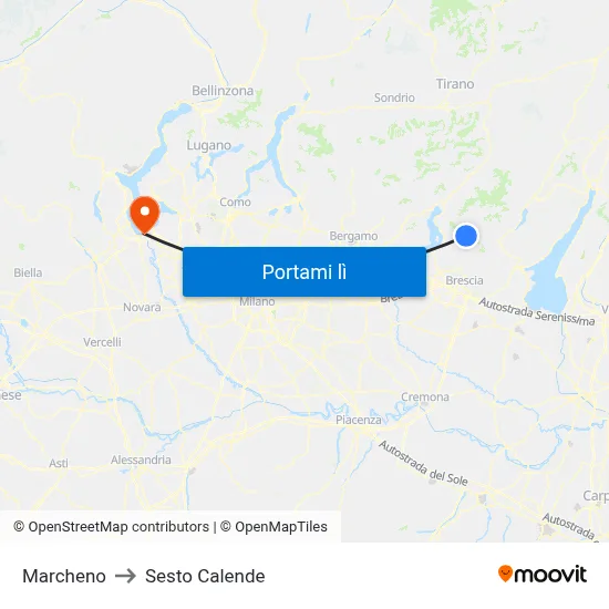 Marcheno to Sesto Calende map