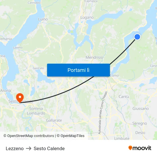 Lezzeno to Sesto Calende map