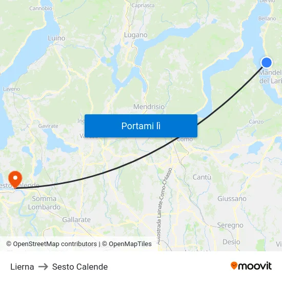 Lierna to Sesto Calende map