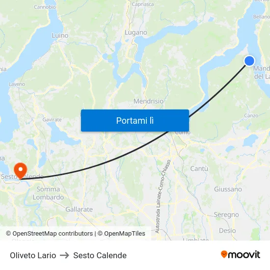 Oliveto Lario to Sesto Calende map